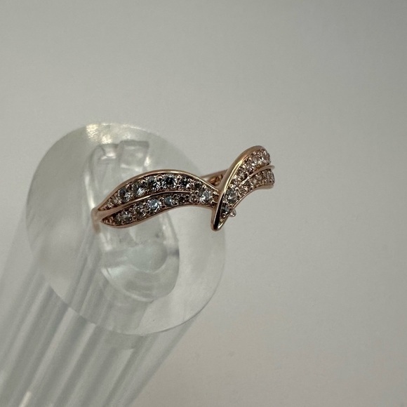Pandora 14k Rose Gold Plated Sparkling CZ Leaves Ring | Size 4.5 (48) - Picture 11 of 14